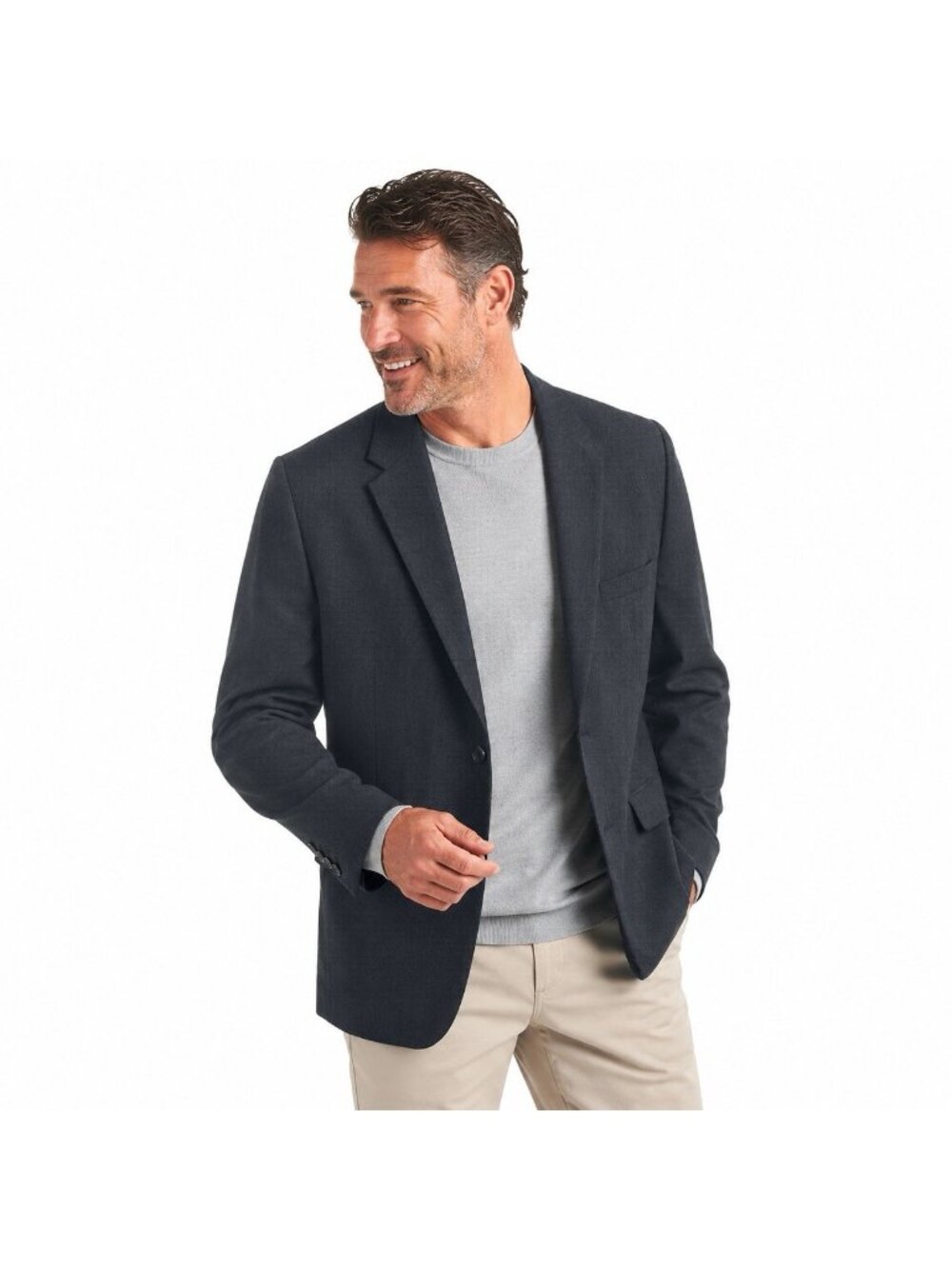 JOSEPH & FEISS jacket blazer sport coat charcoal gray 56R 100% wool business